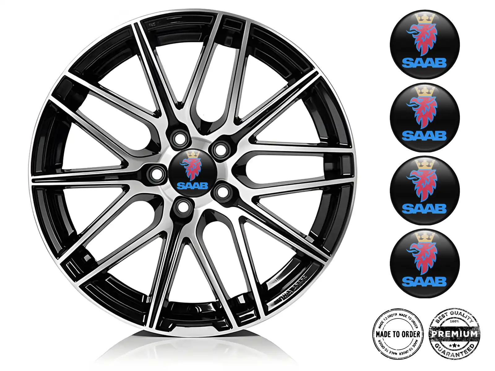Saab Radaufkleber Logo Epoxy Dome Edition